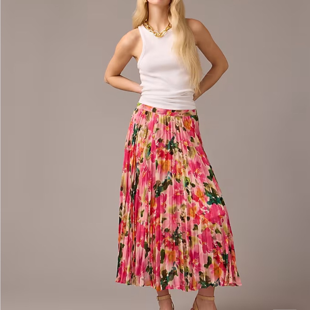 J crew gwyneth pleated skirt in floral chiffon